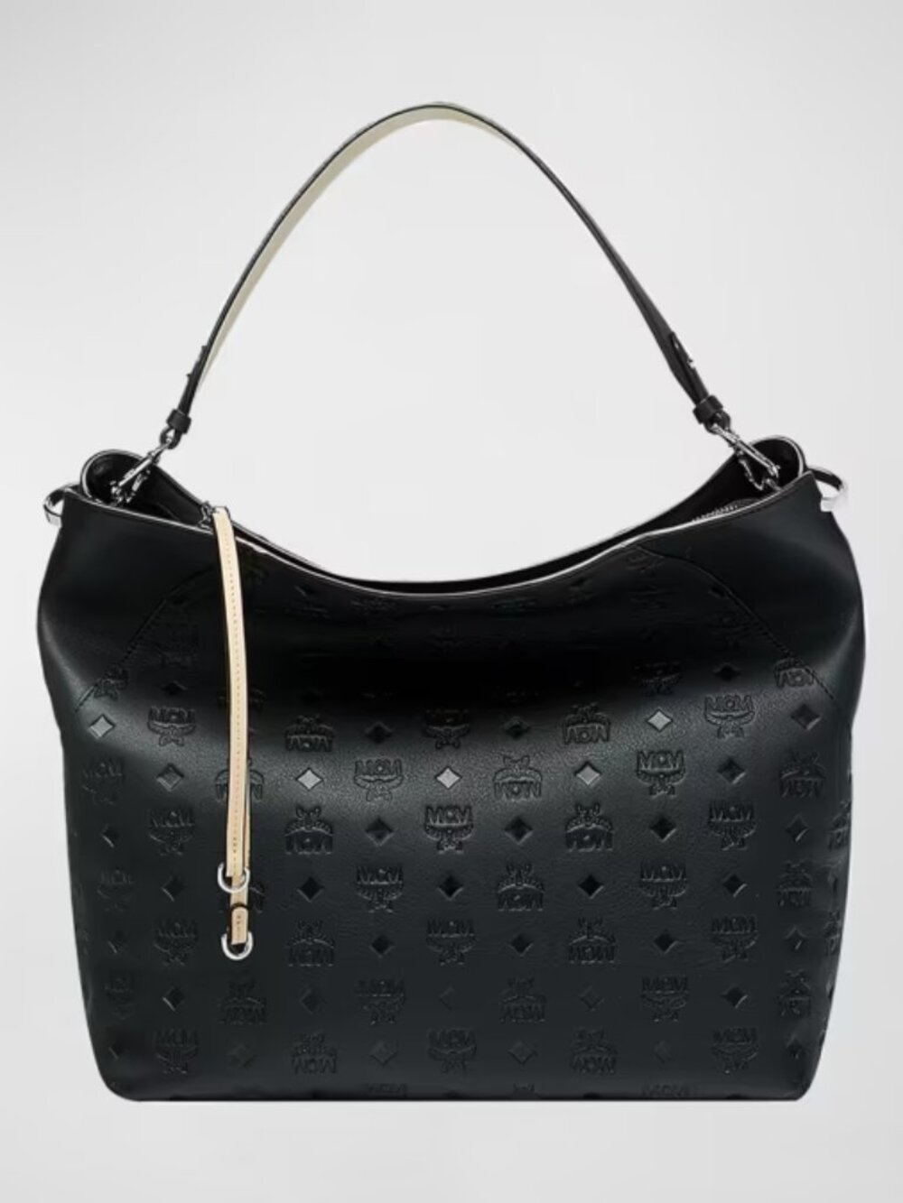 MCM Klara Large Monogrammed Leather Hobo Bag – Black
